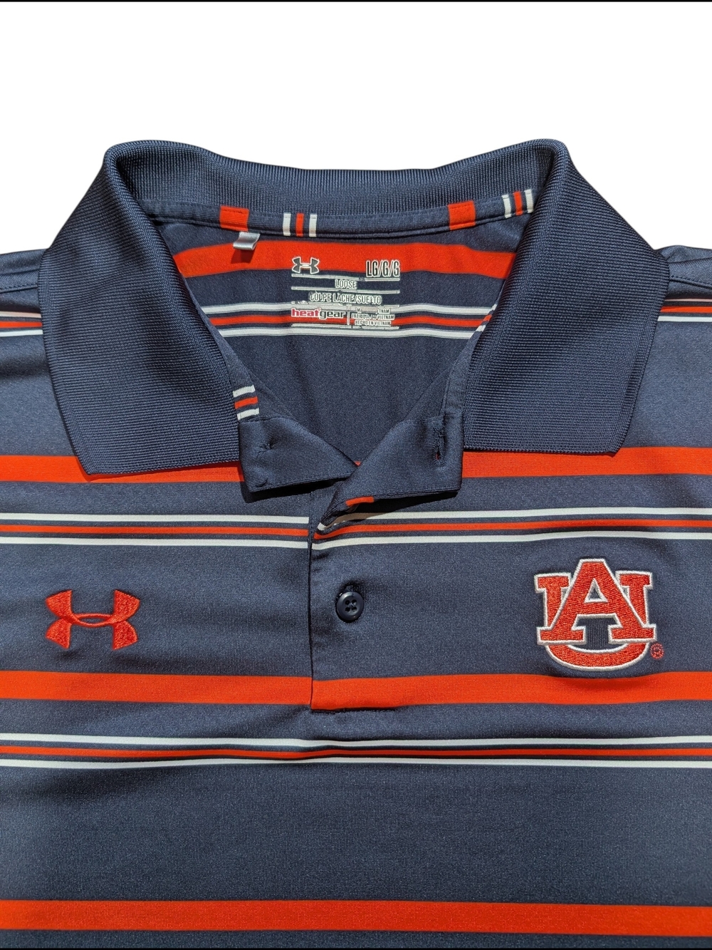 Under Armour Auburn Tigers Navy, Orange & White Striped Polo